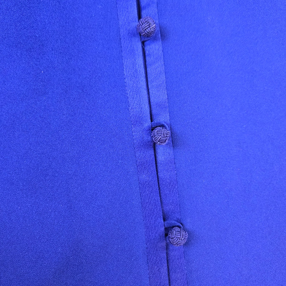 90s Vintage Cobalt Blue Knot Button Evan Picone Longline Jacket Overcoat Size 18 - Picture 4 of 7